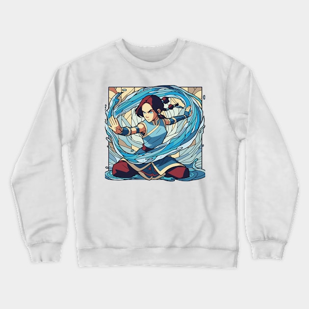 katara water tribe in battle position Crewneck Sweatshirt by whatyouareisbeautiful